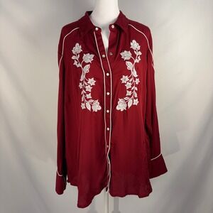 Ariat Womens XL Rubaiyat The City LS Top Western Floral Embroidered Shirt